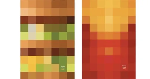 Campagne publicitaire McDonald's représentant ses produits en pixel art