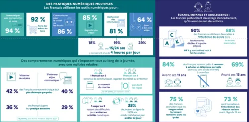 Infographie sur la pratique du numérique réalisée par Your-Comics avec une palette bleue et verte