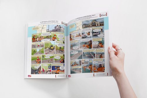 Bande dessinée de sensibilisation à la sécurité réalisée par Your-Comics pour la SNCF